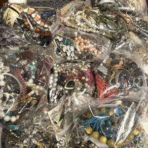 2 lb UNSORTED Costume Jewelry Mystery Box Vintage New Wearable Crafts